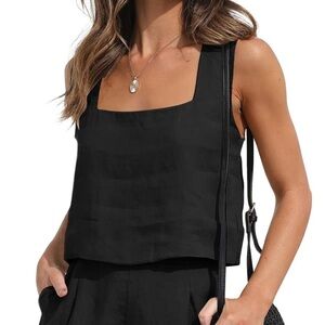 Black linen tank top